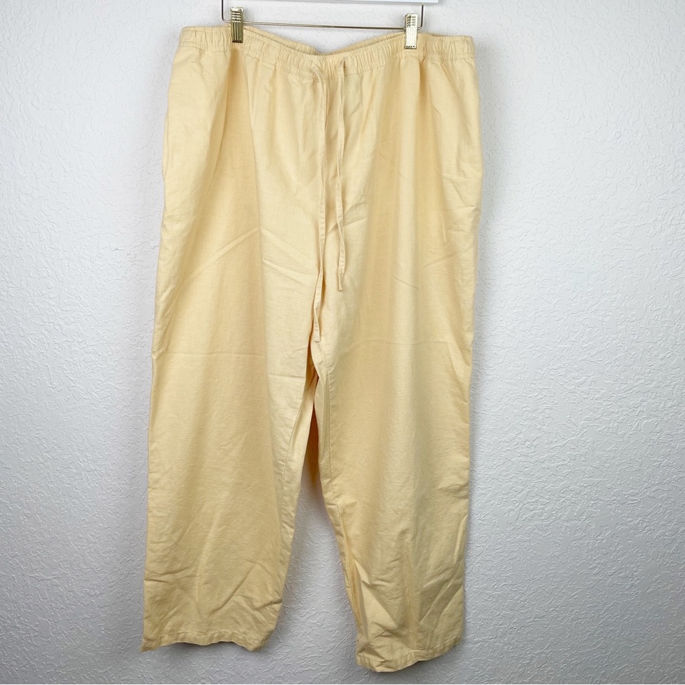 STYLE & CO Womens Plus 22W Yellow Linen Drawstring Pants with Pockets